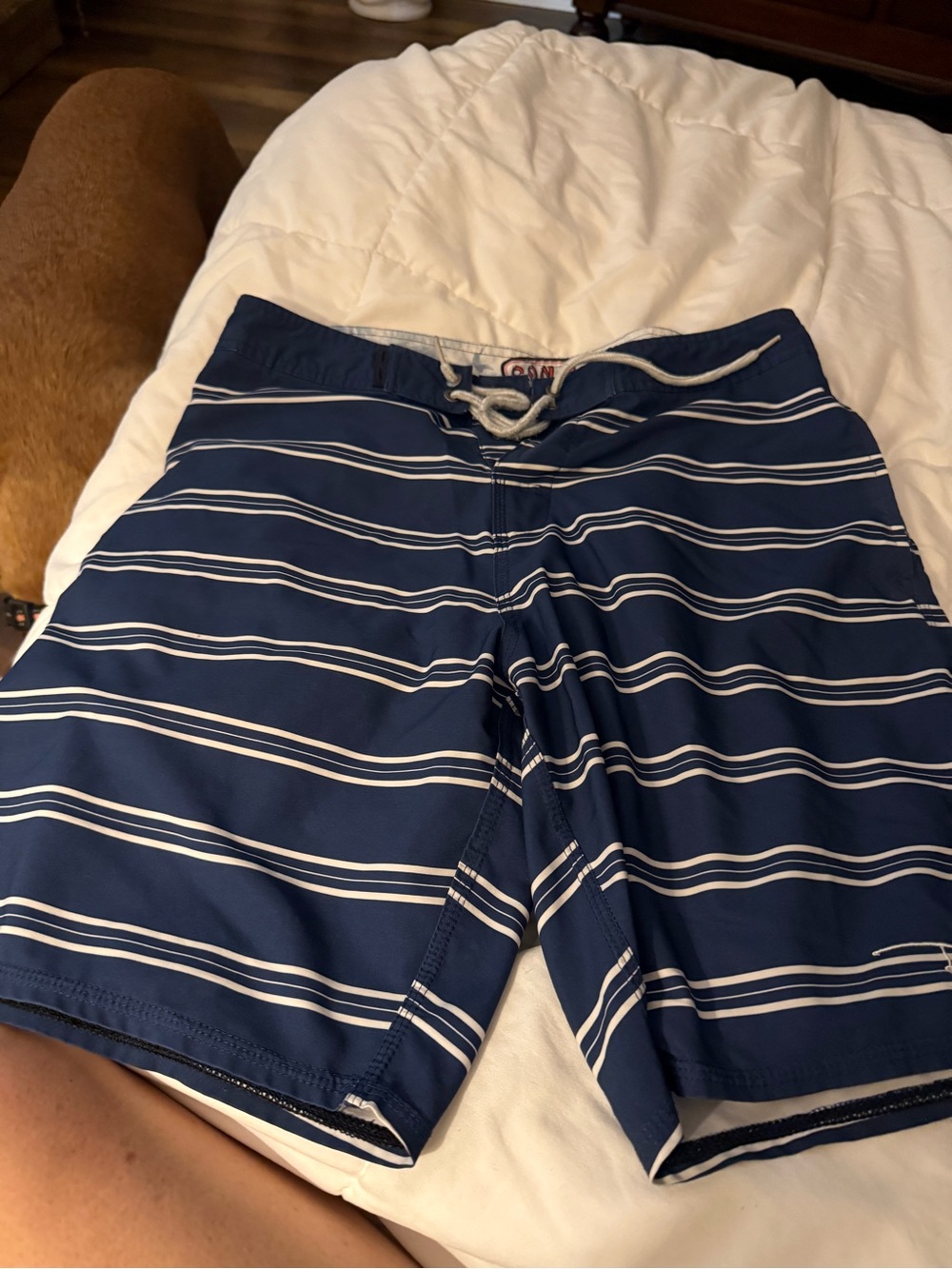 Navy Striped Men’s Swim Trunks